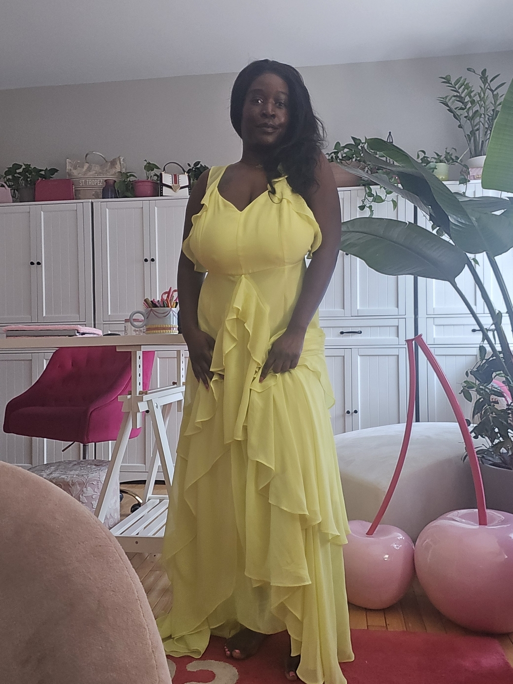 ASOS- Yellow Ruffle Maxi Dress - Elegant Women's Evening Dress